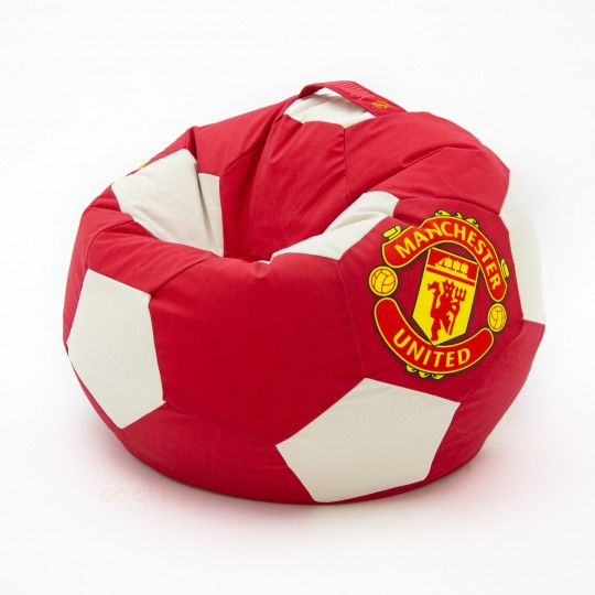 Кресло мяч красно-белый ВЕЛЮР с логотипом Манчестер Юнайтед MU